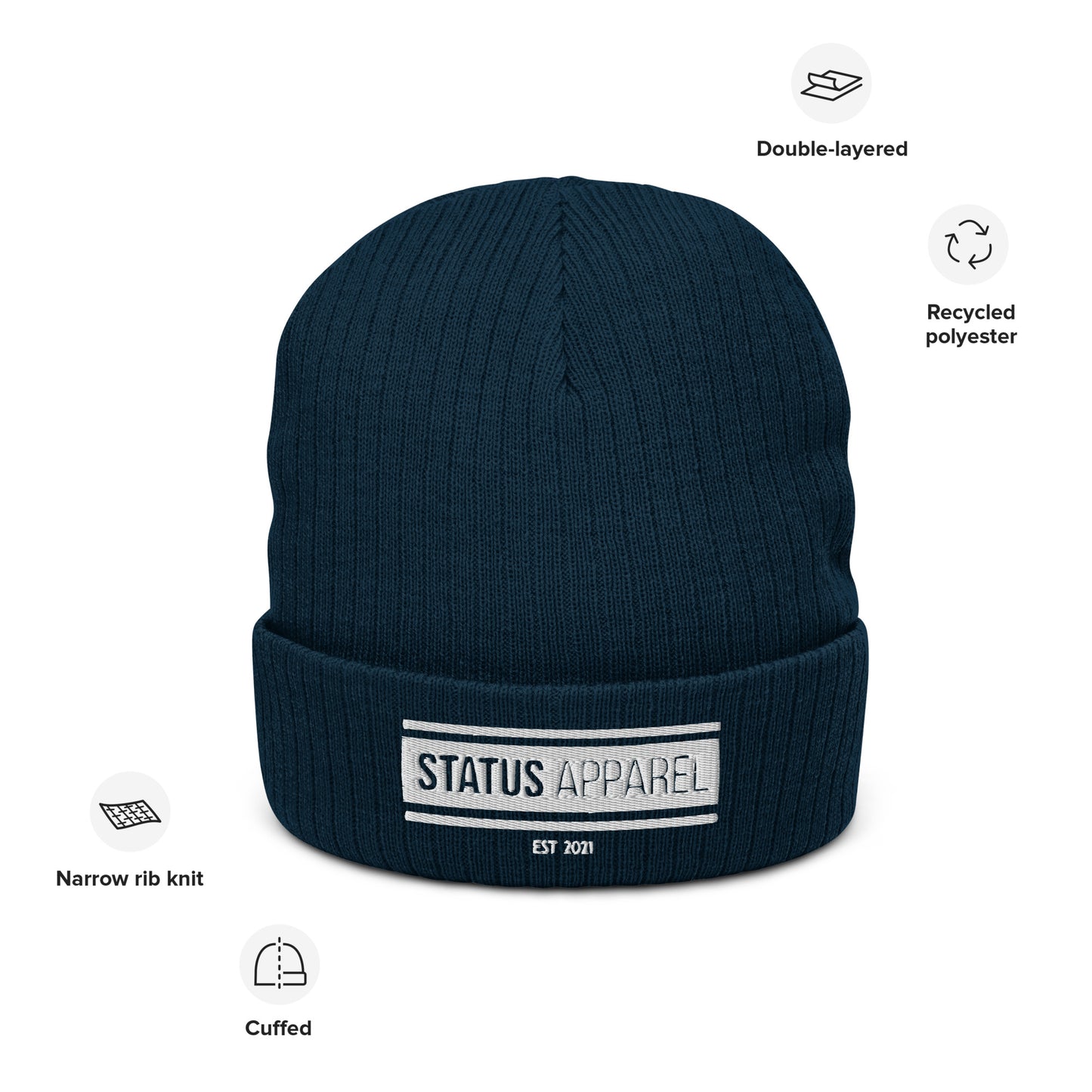 Status bar Ribbed knit beanie